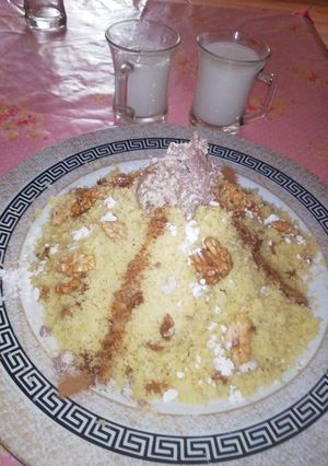 صورة لوصفة كسكسي بالحلوى الطحينية