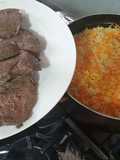 Bistec con arroz