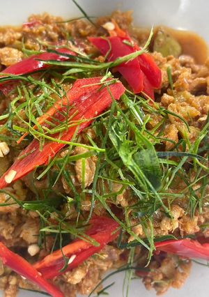 รูปของ หมูสับผัดพริกสมอ🌶️(คนแพ้กะปิ)