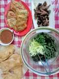 Set Menu Masakan Rumahan#4 (Pecel, Martabak Bantal/ Martabak Telur, Sate Keong Kecap, Krupuk Gendar)