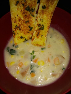 Foto resep Cream soup & garlic bread