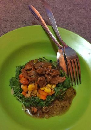 Foto resep Meat with blackpaper sauce n vegies