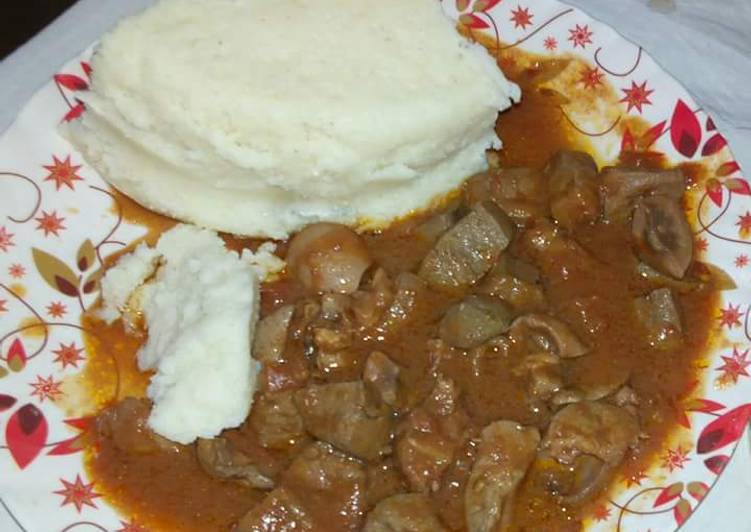 Steps to Prepare Award-winning Stewed Liver with Ugali