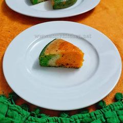 A picture of Tricolor Eggless Vanilla Cake.