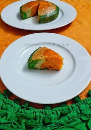A picture of Tricolor Eggless Vanilla Cake.