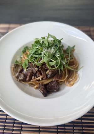 A picture of Truffle Beef Chin Linguine.