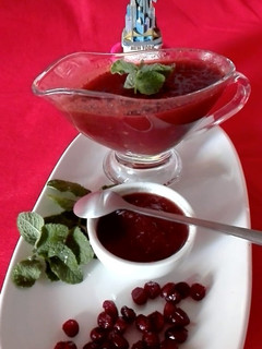 Una foto de Cranberries sauce (Salsa de arándanos rojos)
