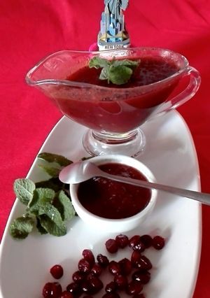 Una foto de Cranberries sauce (Salsa de arándanos rojos)