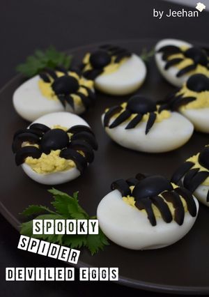 Foto resep Spooky Spider Deviled Eggs
