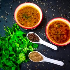 A picture of Jeera Milagu Rasam.