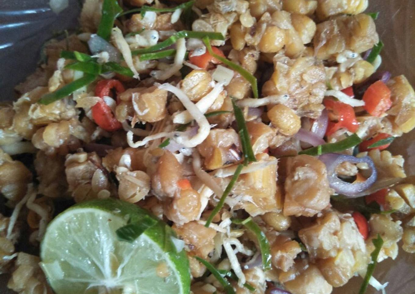 Nasi teri tempe kering dengan mat