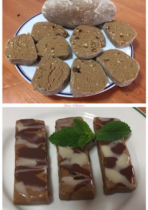 Foto principal de Gofio amasado con miel de Palma, Almendras y Pasas“TURRÓN CANARIO” y....Barritas con Chocolate