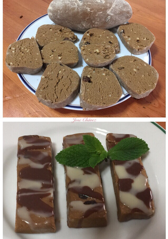 Una foto de Gofio amasado con miel de Palma, Almendras y Pasas“TURRÓN CANARIO” y....Barritas con Chocolate