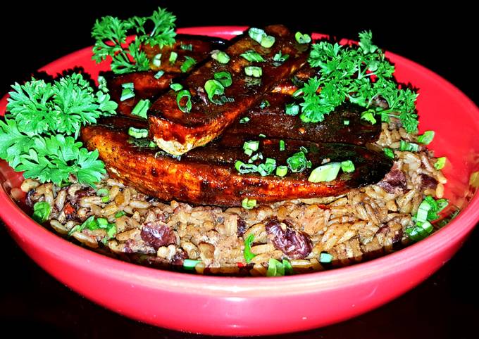 Mike's Sinfully Sweet &amp; Spicy Plantains Over Red Beans &amp; Rice