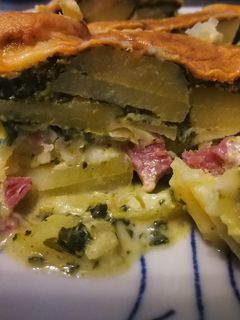 Kartoffelauflauf mit Spinat und Schinken Rezepthauptbild