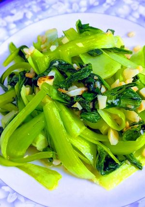 Hình của món Cải bẹ xào tỏi.