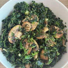 A picture of Sautéed Spinach and Mushroom with Garlic.