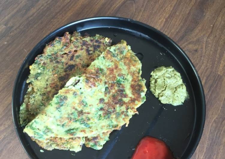 Recipe of Super Quick Homemade Moong sprouts and methi cheela