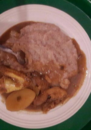 A picture of Tieng and chicken stew.