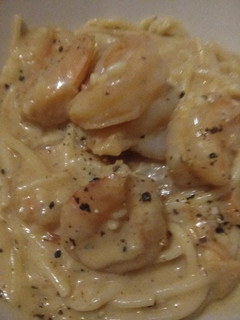 A picture of Pasta with Creamy Garlic Butter Alfredo Sauce and Shrimp.