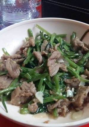 Foto resep Cah kangkung daging