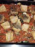 Bacalao con pimiento rojo y Salsa de tomate