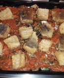 Bacalao con pimiento rojo y Salsa de tomate