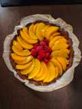 Tarta de melocotón y chocolate, apta para APLV y alergia a los frutos secos
