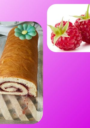 Une photo de Biscuit roulé swiss roll a la confiture de framboise