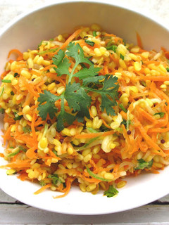 A picture of Moong Dal Salad (peeled split yellow moong beans).