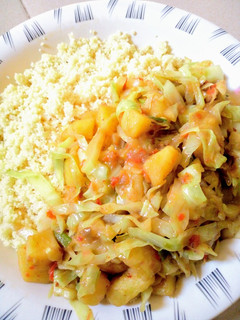A picture of Cous cous with Irish and cabbage sauce 😋.