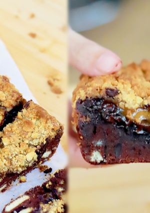 Foto resep Fudgy Cookie Brownies Tanpa Mixer: Satu Gigit Tiga Tekstur!