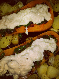 Una foto de Calabaza rellena de vegetales con bechamel