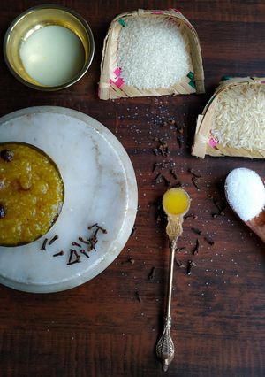 A picture of Rice Kesari Bath | Sweet Saffron Rice.