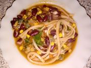 Una foto de zapallo camote pasta