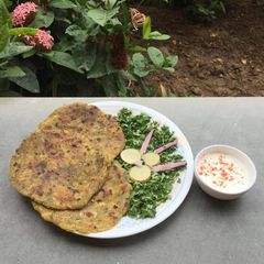 A picture of Raw potato and purple yam thepla.