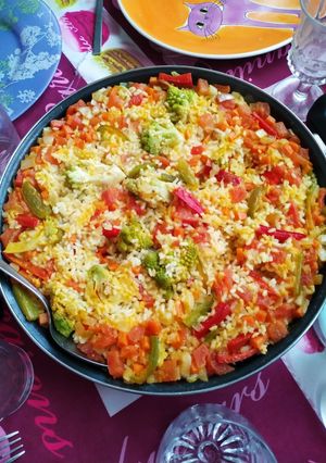 A picture of Vegetarian Vegetable Paella.