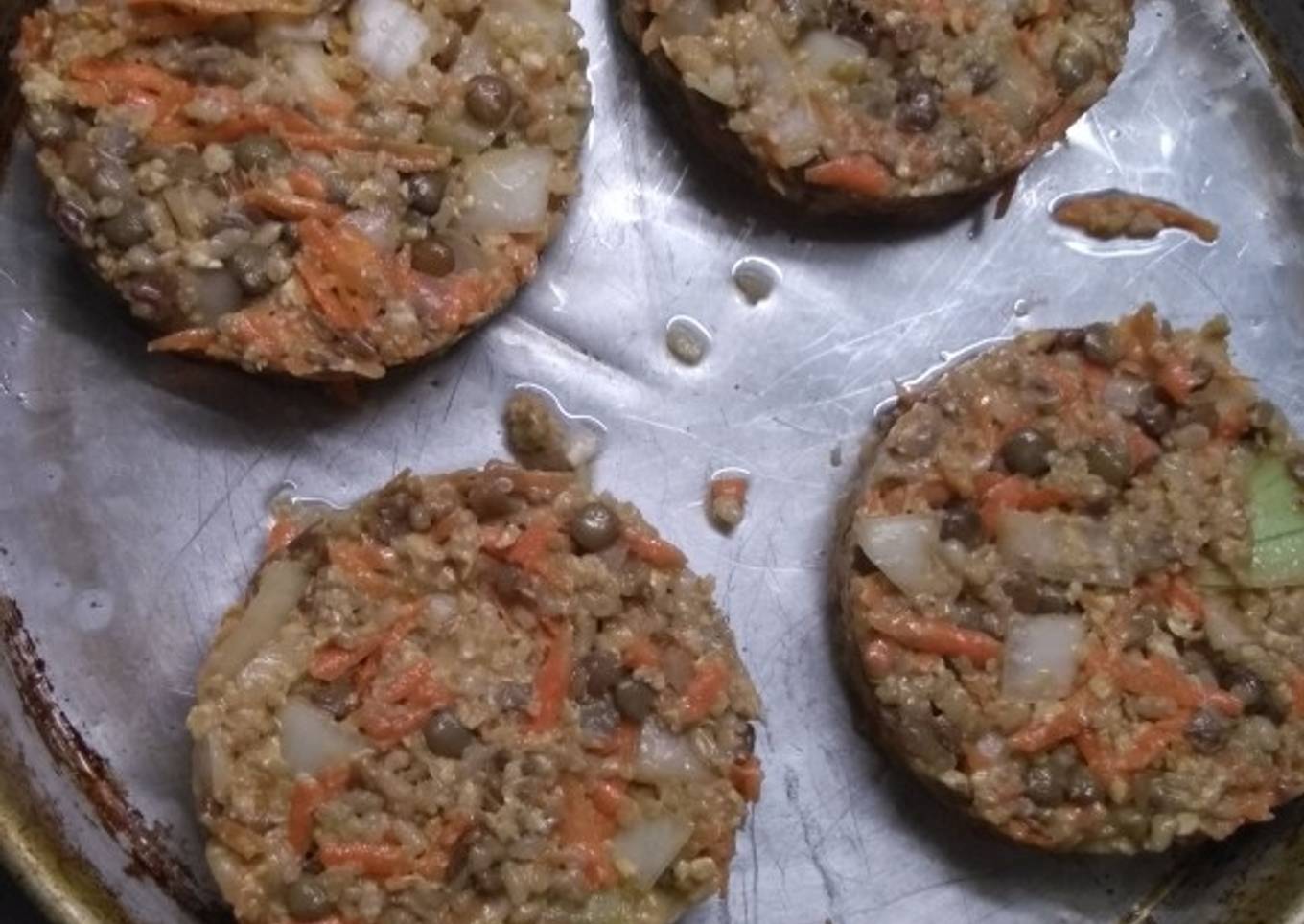 Hamburguesas de lentejas, quinoa y arroz yamaní