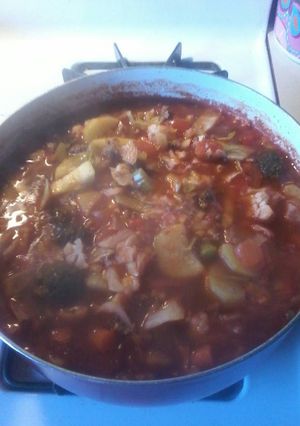 A picture of Veggie Beef Soup.
