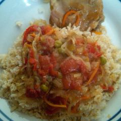 Healthy Meal: Brown Rice & Tomatoes Sauce A picture of Healthy Meal: Brown Rice & Tomatoes Sauce.