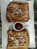 Three layered cheese grilled sandwich