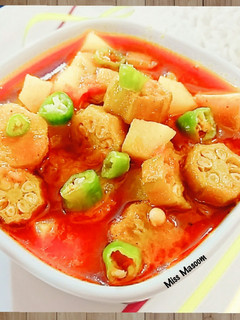 عکسی از دستور خورشت بامیه گیاهی