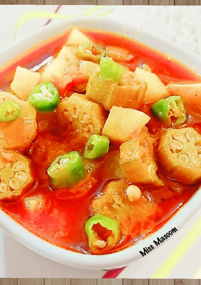 عکسی از دستور خورشت بامیه گیاهی