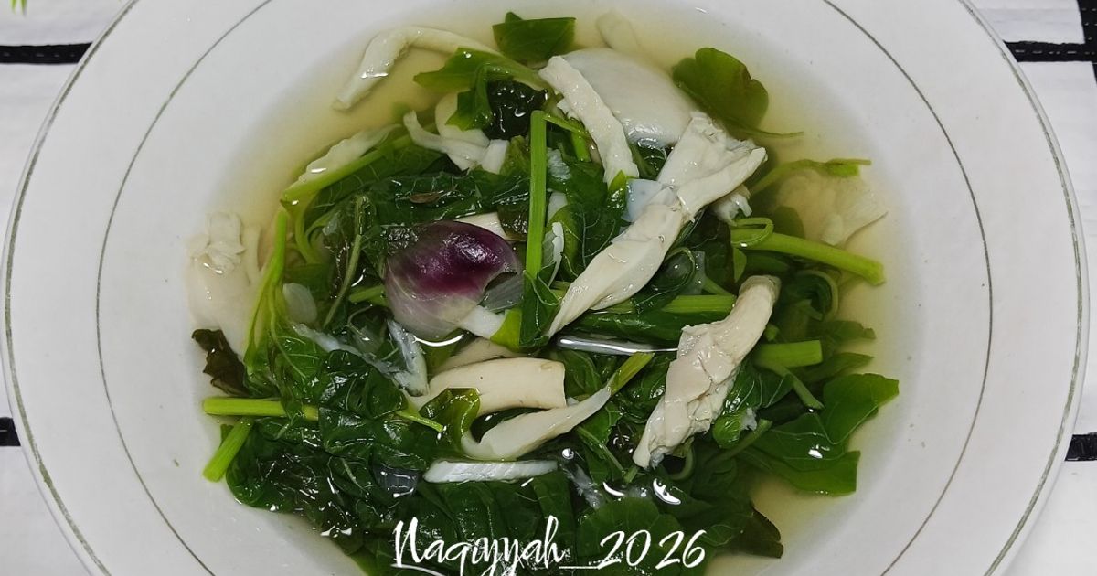 Sayur bening bayam dan jamur tiram