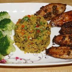 A picture of Quinoa with capers and olives.