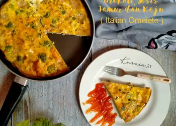 Mudah Cepat Memasak Frittata Brokoli, Sosis, Jamur dan Keju - Italian Omelete Enak dan Sehat