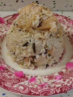Una foto de Arroz con bacalao al pil pil y almejas