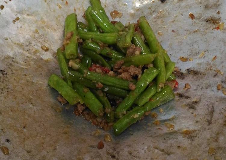 Tumis buncis daging rebon terasi no msg