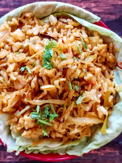 A picture of CABBAGE PULAV/ CABBAGE RICE.