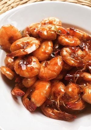 Hình của món Tôm sốt chanh dây.